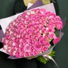 101 розовая роза Кения 45 см
